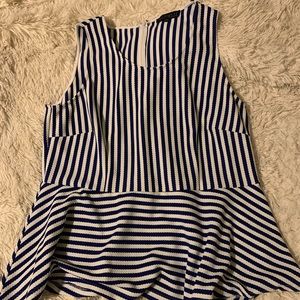 Blue Striped Peplum Top